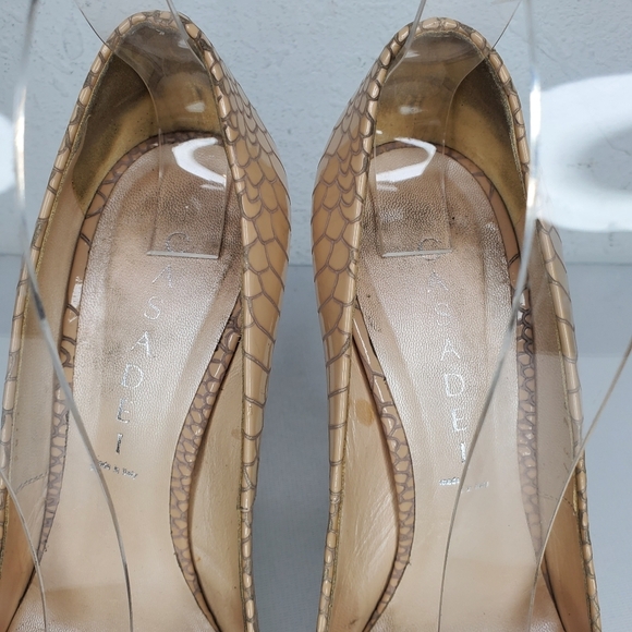 CASADEI Beige Snake Print Leather High Heel Platform Shoes  - Picture 3 of 12